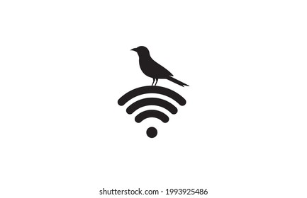 diseño de imagen de icono del vector del logotipo de wifi y ave