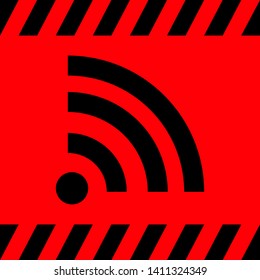 WI-FI black on a red background, vector illustration for design.