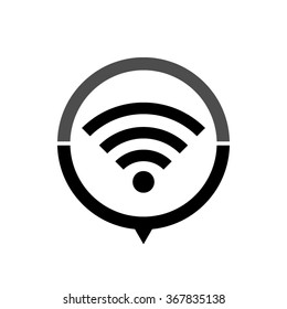 Wi-fi - black vector icon; map pointer;  message bubble