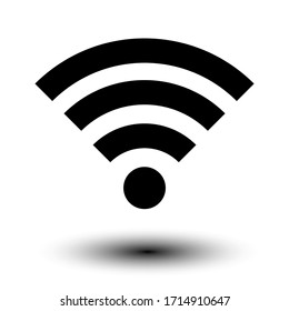 Wi-Fi Schwarz-Weiß Symbol mit Schatten. Symbol für Computer- und Informationstechnologie: flache Kunst. Vektorillustration.