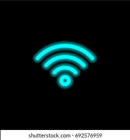 Wifi blue glowing neon ui ux icon. Glowing sign logo vector