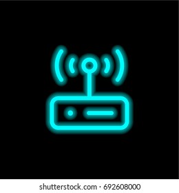 Wifi blue glowing neon ui ux icon. Glowing sign logo vector