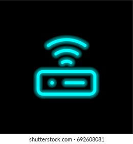 Wifi blue glowing neon ui ux icon. Glowing sign logo vector