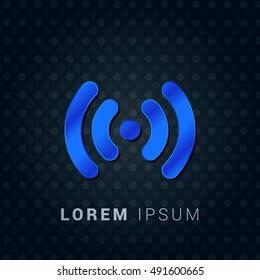 WiFi Blue metallic chromium precious Icon / Logo Design