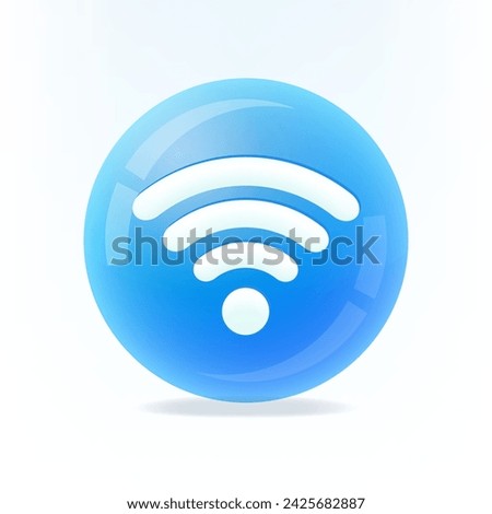 Wifi blue symbol and isolated. Wi-Fi icon and symbol on 3D blue sphere. Vector.