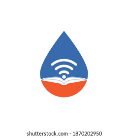 Wifi book drop shape concept logo design template. Wifi Book Icon Logo Design Element