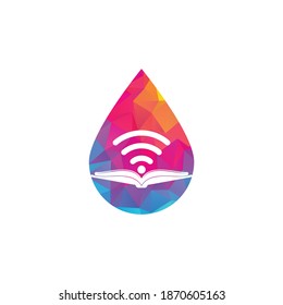 Wifi book drop shape concept logo design template. Wifi Book Icon Logo Design Element