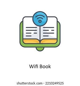 Wifi Book Filled Outline Vector Icon Design illustration on White background. EPS 10 File