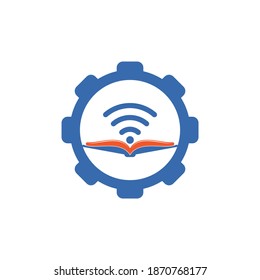 Wifi book gear shape concept logo design template. Wifi Book Icon Logo Design Element