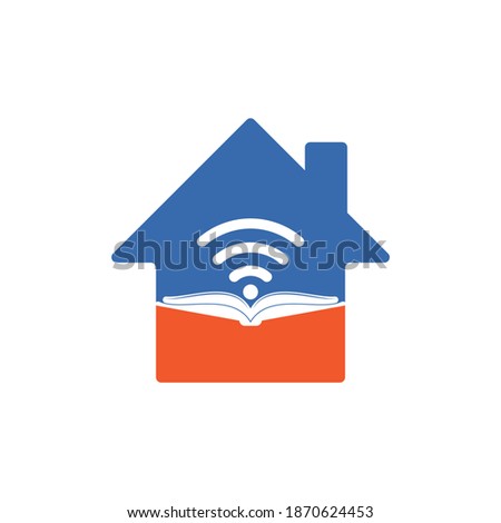 Wifi book home shape concept logo design template. Wifi Book Icon Logo Design Element