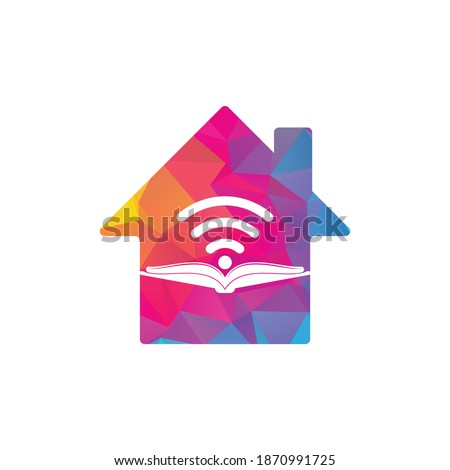 Wifi book home shape concept logo design template. Wifi Book Icon Logo Design Element