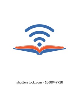 Wifi Buch Logo Design Vektorvorlage. Design-Element für das Wifi-Buchsymbol