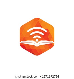 Plantilla vectorial de diseño del logotipo del libro Wifi. Elemento de diseño del logotipo del icono del libro Wifi