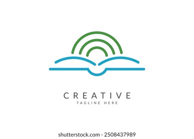 Wifi Buch Logo Design Vektor.