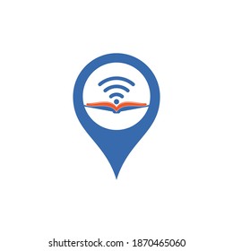 Wifi Buchplan Pin Form Konzept Logo Design Vorlage. Design-Element für das Wifi-Buchsymbol