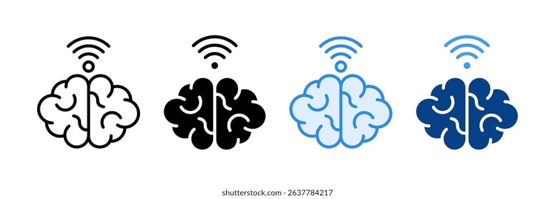 Wifi Brain Icon Set Multiple Style Collection