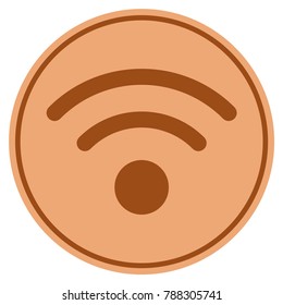 Wi-Fi bronze coin icon. Vector style is a copper flat coin symbol.