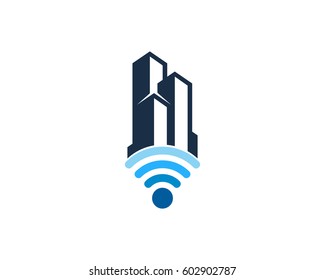 Wifi Building Logo Design Element
