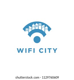 Wifi Building Logo Design Vector Symbol Architecture City
