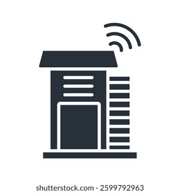 wifi and buillding icons isolated on White Background. Flat style design