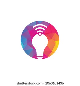Wifi bulb logo vector design illustration. Lightbulb logo design combined with wifi symbol vector