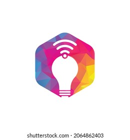 Wifi bulb logo vector design illustration. Lightbulb logo design combined with wifi symbol vector