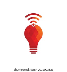 Wifi bulb logo vector design illustration. Lightbulb logo design combined with wifi symbol vector
