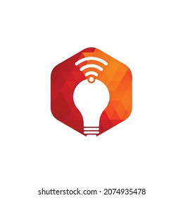 Wifi bulb logo vector design illustration. Lightbulb logo design combined with wifi symbol vector