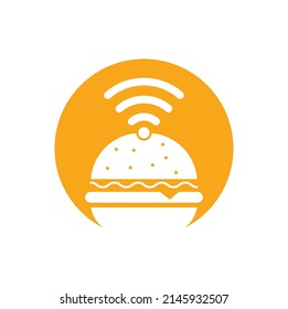 Icono vector de diseño del logotipo de la hamburguesa Wifi. Símbolo o icono de señal de Hamburger y WiFi.