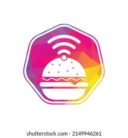 Wifi burger logo design vector icon. Hamburger and WiFi signal symbol or icon.