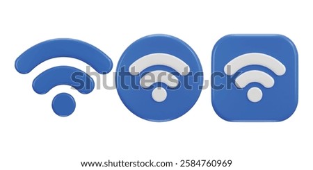 wifi button icon set 3d rendering vector illustration