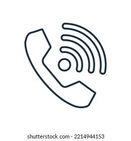 Icono de esquema de llamada Wifi. Vector de arte de línea.