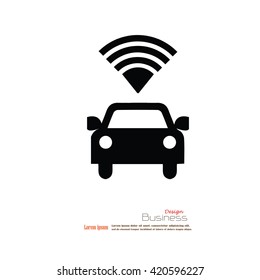 Wifi In Car Icon.car With Wifi Sign.vector Illustration.