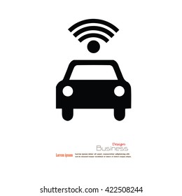 Wifi In Car Icon.car With Wifi Sign.vector Illustration.