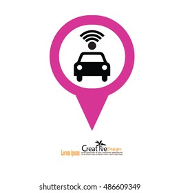 Wifi In Car Icon.car With Wifi Sign.vector Illustration.