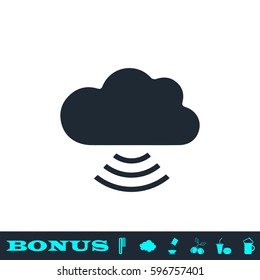 Wi-Fi cloud icon flat. Black pictogram on white background. Vector illustration symbol and bonus button