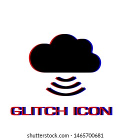 Wi-Fi cloud icon flat. Simple pictogram - Glitch effect. Vector illustration symbol