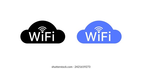 Wi-Fi cloud icons. Silhouette and flat style. Vector icon