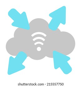 wi-fi cloud. isolated on white background. concept of wireless data transmission. flat design modern vector illustration