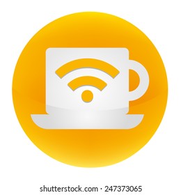 Wifi  With Coffee Cup icon great for any use. Vector EPS10.