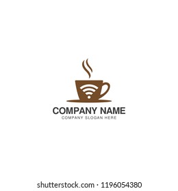 Wifi coffee logo design vector template