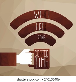 Wi-fi coffee,Wi-fi free zone, Wi-fi symbol