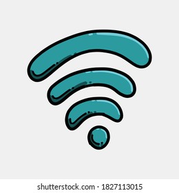 Wifi color vector icon. Drawing sketch illustration hand drawn line.