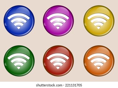 WIFI colorful web icon set button vector