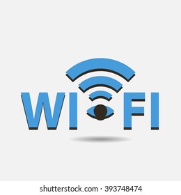 Wifi concept blue logo isolated on grey background art