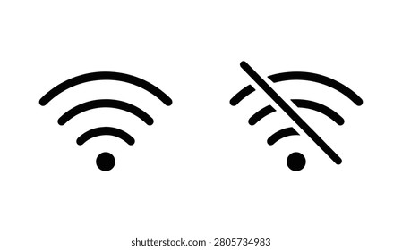 Wi-Fi connected, Wi-Fi disconnected set. set icons on a white background