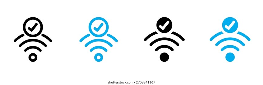 Wifi Connected Icon Multiple Style Vector Illustration