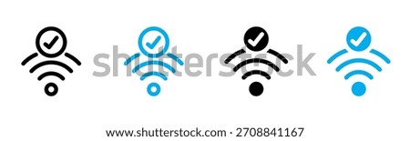 Wifi Connected Icon Multiple Style Vector Illustration