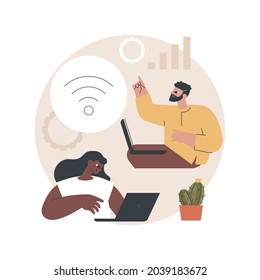 Wi-fi connection abstract concept vector illustration. Internet communication technology, free public Wi-Fi service, wireless device connection, mobile phone, network access abstract metaphor.