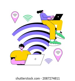 Wi-fi connection abstract concept vector illustration. Internet communication technology, free public Wi-Fi service, wireless device connection, mobile phone, network access abstract metaphor.